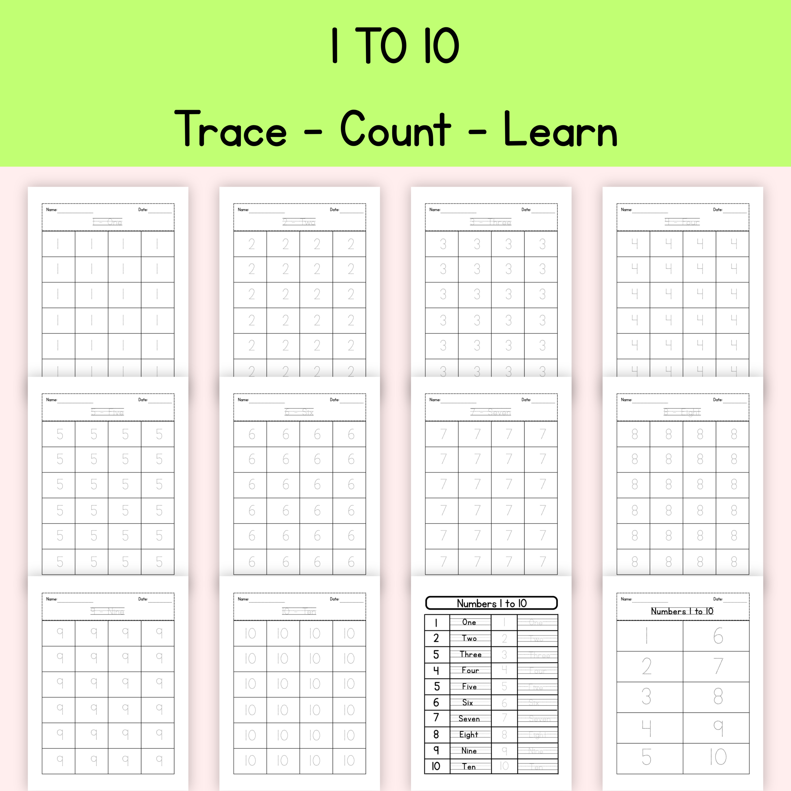 Tracing Numbers and Counting Worksheets | PDF - Instant Download | Digital Product 4 Tracing Numbers and Counting Worksheets | PDF - Instant Download | Digital Product - Image 3