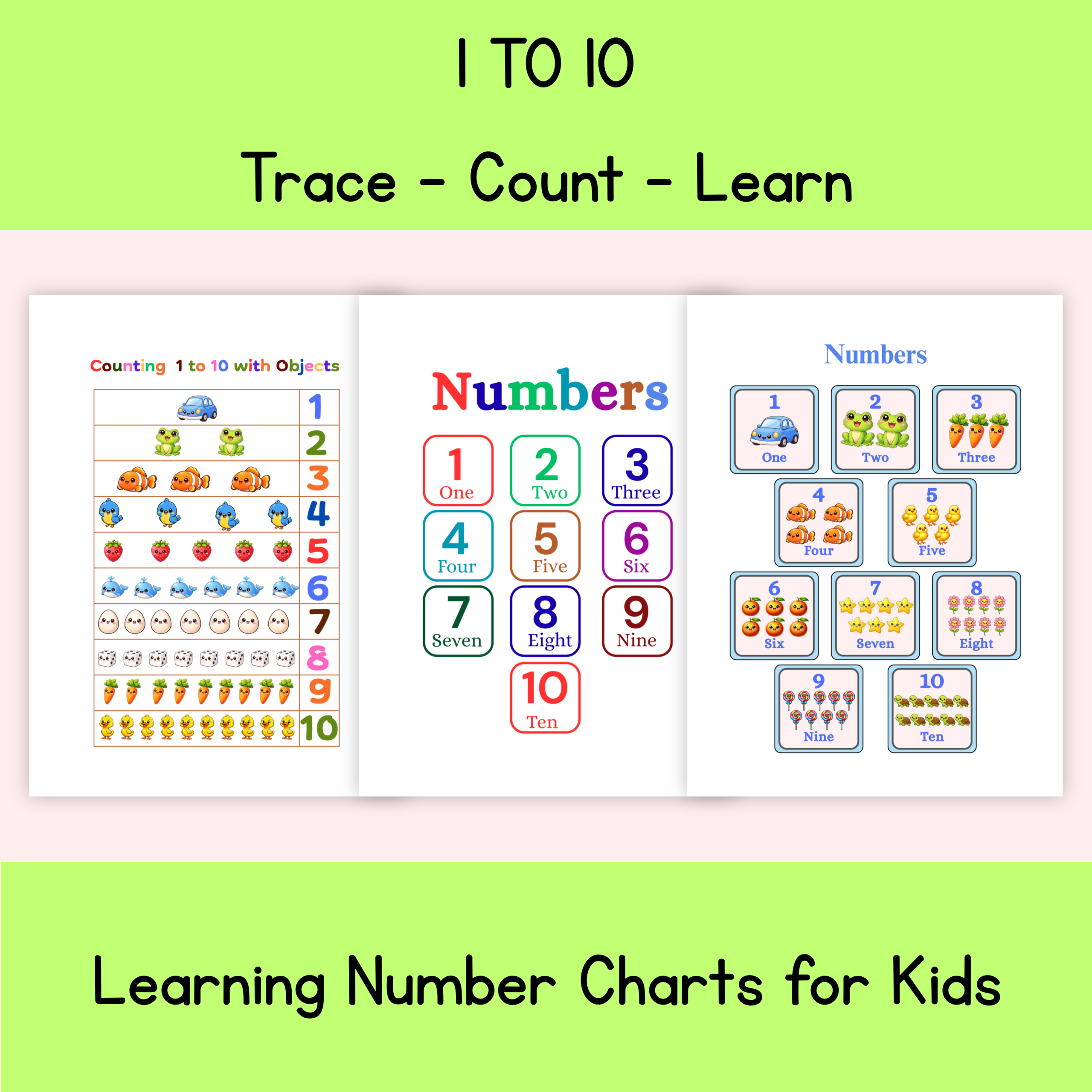 Tracing Numbers and Counting Worksheets | PDF - Instant Download | Digital Product 3 Tracing Numbers and Counting Worksheets | PDF - Instant Download | Digital Product - Image 2