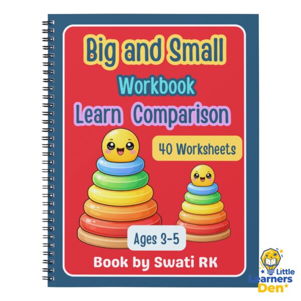 Big and Small Comparison Workbook for Preschoolers – 40 Fun Worksheets (Ages 3-5) | PDF INSTANT DOWNLOAD | Digital Download
