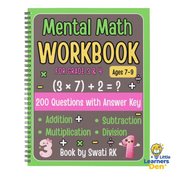 Home 7 Mental Math Workbook for Grade 3 & 4: 200 Practice Questions with Answer Key | Addition, Subtraction, Multiplication and Division Math Exercises for Kids Ages 7-9 | Instant Download | Digital Product