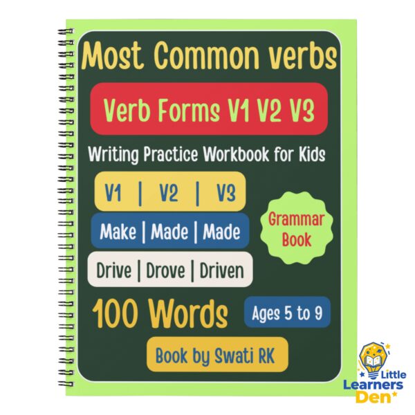 Most Common Verbs V1 V2 V3 Writing Practice Workbook for Kids | 100 Verb Forms Grammar Book PDF