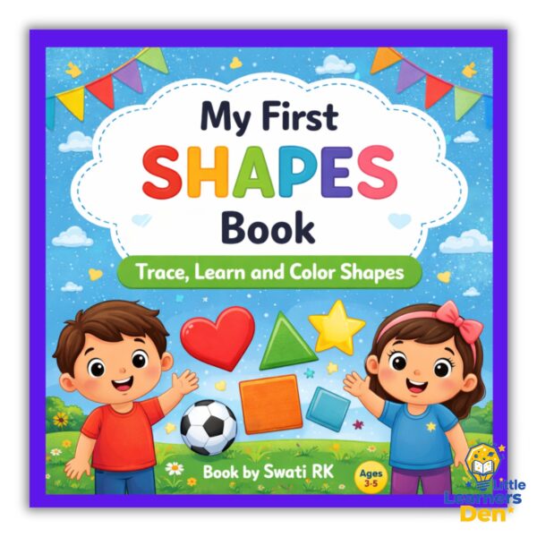 Printable preschool shapes worksheet showing counting and tracing activities.