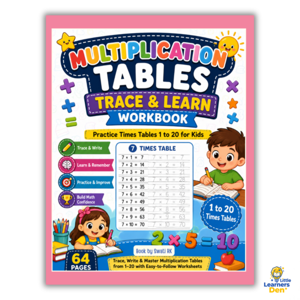 Multiplication Tables Trace & Learn Workbook (1-20) | Little Learners Den | PDF - INSTANT DOWNLOAD  | Digital Product