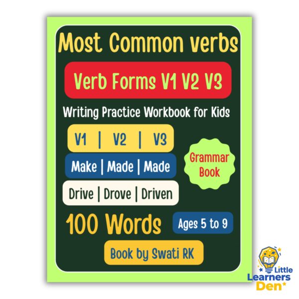 Most Common Verbs V1 V2 V3 Writing Practice Workbook for Kids | 100 Verb Forms Grammar Book PDF | Instant Download | Digital Product