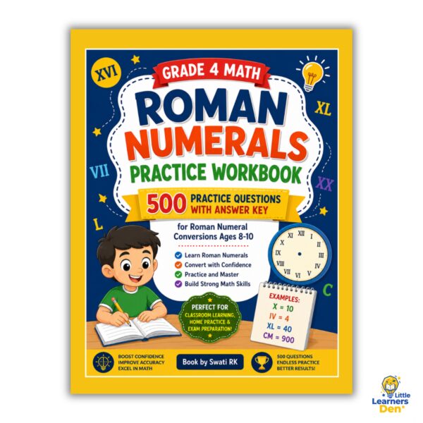 Roman Numerals Practice Workbook for Grade 4 Math Practice Workbook : 500 Practice Questions with Answer | PDF | Digital Product