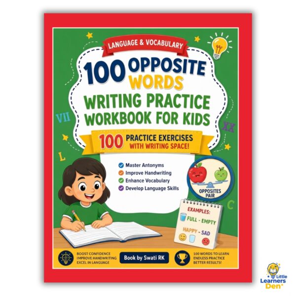Opposite Words Writing Practice Workbook for Kids: 100 Word Pairs to Learn and Practice | Ages 5 to 9 | Instant Download | Digital Product