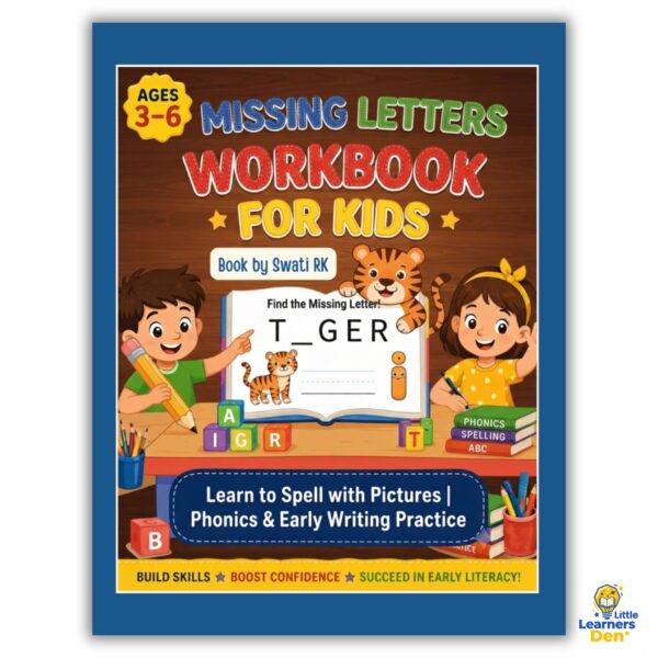 English Words Learning Workbook: 50 Missing Letter Words (Ages 3-6) - PDF - Instant Download | Digital Product