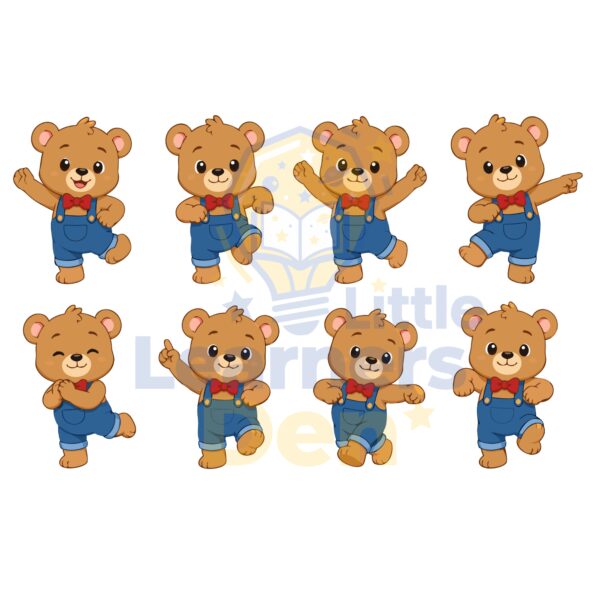 Cute Teddy Bear Clipart Bundle PNG SVG, 8 Bear Designs, Kids Clipart, Cute Animal Illustrations, Commercial Use