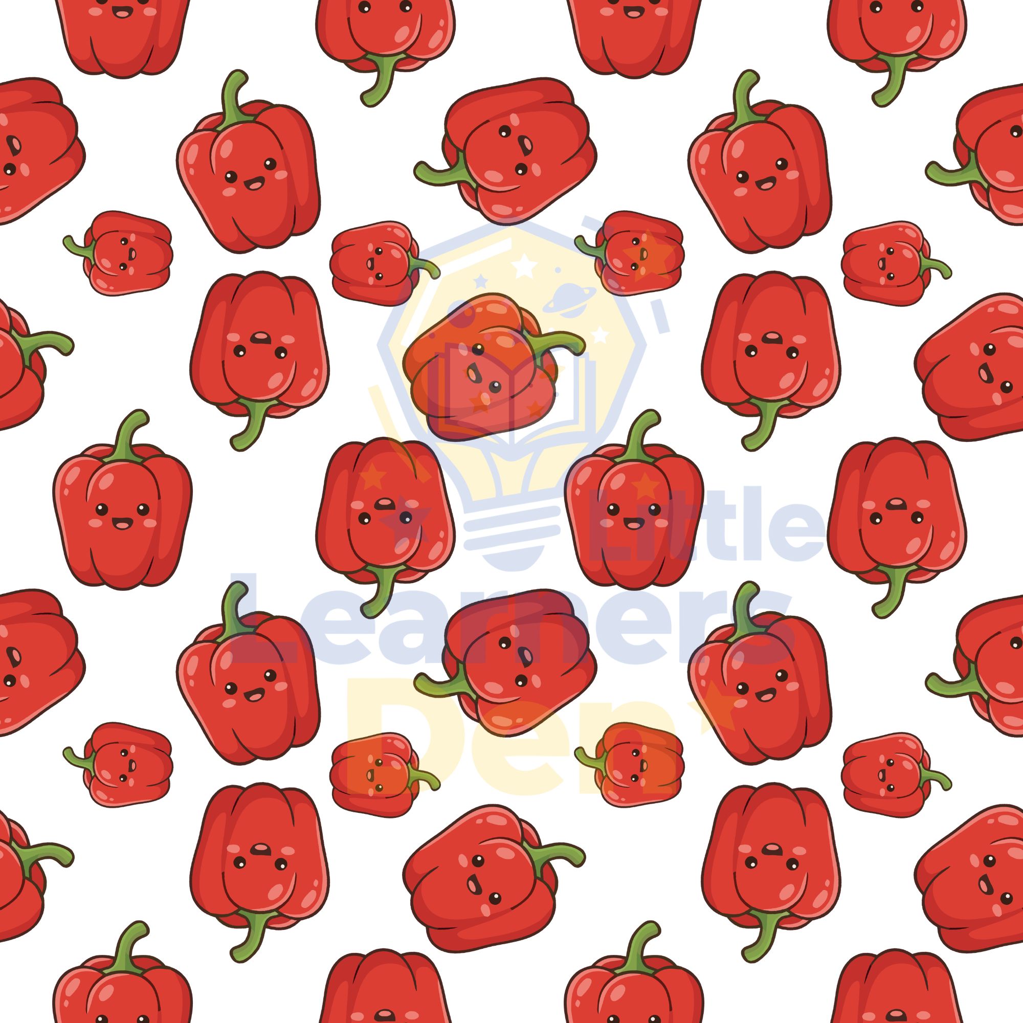Red Bell Pepper Seamless Pattern Tile | 5000 × 5000 px High-Resolution Digital Download (300 DPI) 2 red bell pepper seamless pattern